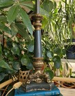 Antique French Table Lamp 19th Century Empire Bronze Wood Column Ornate Feet