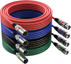 Xlr Cables 25ft 4 Packs - Mic Balanced Dmx Cable With 3-pin Xlr Male To Female M
