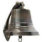 Ship s Vintage Hanging Cast Bronze Bell With Rope Antiqued Nautical D  cor 7 