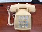 At t 2500 Dmgj Vintage Push Button Landline Beige Phone W  Speakerphone Rare