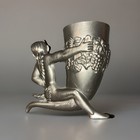 Vtg Rare Shot Glass Cup Mythological God Faun Satyr Handle Pewter