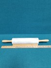 18 5   Gray   White Marble Rolling Pin W  Blonde Wood Handles   Rest