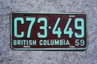 1959 British Columbia Canada License Plate