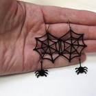 Black Spider Web Dangle Drop Pierced Earrings Goth New