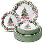  100 Pcs Christmas Party Plates Decorations Xmas Tree Collection Christmas Tree