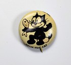 Orig 1940s Felix The Cat Kellogg s Pep Cereal Tin Pinback Metal Pin Insert Comic