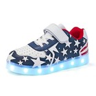 Kids Led Sneakers For Boys Hook loop Low Light Up Shoes 4 Big Kid White Blue