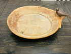 Vintage Hand Carved Wooden Dough Bowl Bird Accent Rustic Farmhouse D  cor 17 