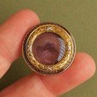 Button Antique - Metal   Glass - 1 1 16in - 19th C    20th Century - Set In