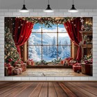 10x8 Ft Christmas Photography Backdrop Winter Christmas Wooden Window Wonderl   