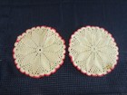 Lot Of 2 Vtg  Handmade Crochet Pot Holders Star Red green Festive Round 6 