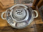Vintage Silver Plate Covered Serving Bowl With Handles And Pyrex Glass Insert
