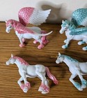 Lot Of 6 Pegasus Pink Green Purple Sparkle Horse Wings Figurine Fantasy 2013 Toy