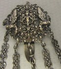 Victorian Chatelaine 19c Antique 5p Complete Seamstress Thimble Scissor Notebook
