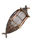 Antique Primitive 41   x 17    Hand Woven Mid-century Lrg Wooden Fruit Basket 1960s