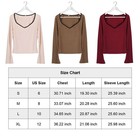 Womens Scoop Neck T-shirt Ribbed Stretch Long Sleeve Plain Fitted Layering Tops