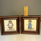 Black Americana Pair Of 4    Vintage Velvet Theorem Paintings Signed Sandy Honan