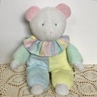 Eden Pastel Terry Cloth Bear Baby Plush Stuffed Stripped Ruffle Collar Vintage