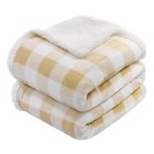  Sherpa Fleece Throw Blanket  Super Soft Warm Buffalo Plaid Throw-50 x60  Beige