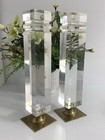 Vintage Mid-century Modern Lucite   Brass Decorative Panel Set Candles Holder