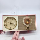 Vtg 1960s General Electric Ge Am Tube Radio Clock Mcm Corvette Red   Wte Plastic
