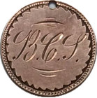 Tiny Copper Love Token Coins  Pictorial Cabin Home Mountains Scene Wc   From Bcl