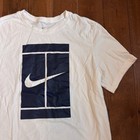 Nwot Mens Nike Court Tennis T Shirt White Navy Blue Dj2594-100 Sz L