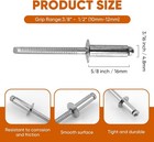 80 Pcs 3 16 x5 8  Stainless Steel Blind Pro Rivets 4 8 X 16mm Pop