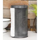 New Primitive Reproduction Antique Punched Tin Paper Towel Holder Brushed Metal