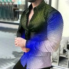 Soft Shirts Button Down Dress Shirts Long Sleeve Men Polyester Printing Slim Fit