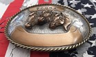 Vtg Antique Rodeo Brand Sterling Silver Pcqha Quarter Horse Trophy Belt Buckle