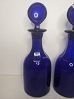 Pair Of 2 Antique Georgian Blue Cobalt Bristol Glass Decanters 11 