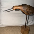 Vintage Hand-carved Wood Shorebird Sculpture
