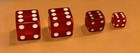 Set Of 4 Vintage Translucent Cherry Red Bakelite     Dice Die Micro Mini   Reg