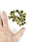 28 Old Antique Venetian Glass African Trade Beads Black   Yellow 
