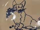 Corgi Louisville Stoneware  Corgi Dogs Signed Tulips Flowers Serving Dish