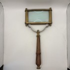 Vintage Magnifier Glass Brass Rectangular Handle   Nautical Brass Inlay 11  Tall