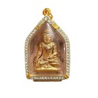 Rare Thai Buddha Amulet Talisman Phra Kaew Kru Hod Yellow Pendant Blessed Wealth