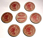  7  1970-vtg Texas Senate Political Tokens Malouf Abraham Lebanon Wooden Nickels