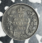 1902-h Canada 10 Cents Lot t6016 Silver  Nice 
