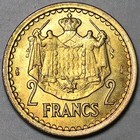 1945 Monaco 2 Francs Prince Louis Ii Gem Bu Paris Mint Coin  26032201r 