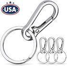 8   Keychain Key Ring Carabiner Clip Keyring Chain Fob Holder Silver Metal Us