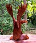 12  Hand Carved Wooden Eagle Statue  Flying Figurine Sculpture  Handmade Art