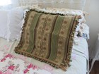Stunning Vintage Aubusson Style Victorian Needlepoint Pillow Greens   Burgundy