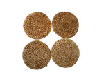 Vintage Set Of 4 Woven Straw Round Drink Coasters Very Good Condition