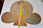 Antique Art Nouveau Pyrography Wood Burned painted  Wall Plaque