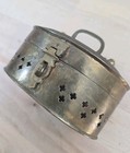Vintage Brass Cricket Box Trinket Hinged Lid Swivel Top Handle Made In India