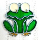 Sun Catcher Frog Tulip Vintage Stained Glass Type Acrylic  Lot Of 2 Colorful Euc