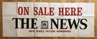 Vintage New York Daily News Canvass Advertising Banner Sign Double Sided