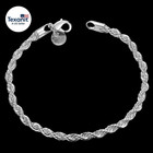 Fashion Jewelry 925 Sterling Silver 4 Mm Twisted French Rope Chain Bracelet Size
